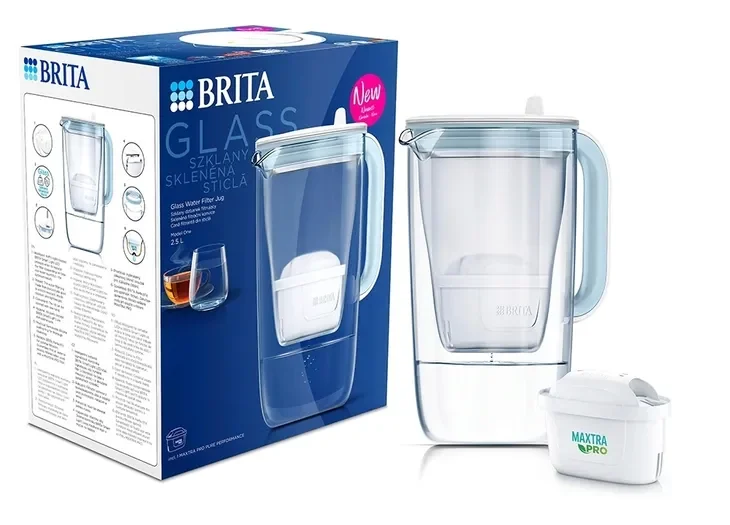 Dzbanek filtrujący szklany Brita GLASS z 1 wkład Maxtra PRO Pure Niebieski