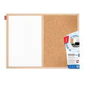 Tablice i flipcharty - Tablica DUO korkowo-magnetyczna rama drewniana 60x40 TKM6040D - miniaturka - grafika 1