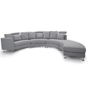 Sofy i kanapy - Beliani Sofa półokrągła 7-osobowa modułowa jasnoszara ROTUNDE - miniaturka - grafika 1