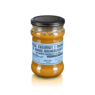 PYŁEK I PROPOLIS W MIODZIE WIELOKWIATOWYM 370g, pyszny, słodki, nierozgrzewany, 100 lat tradycji, zdrowy - Miód - miniaturka - grafika 1