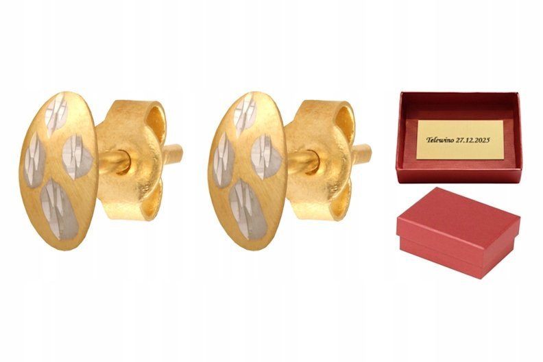 ZŁOTE Kolczyki 585 0.85 g - Prezent dla Niej na Urodziny + GRAWER