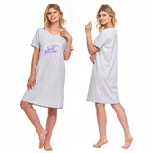 Bielizna nocna - Koszula Nocna Piżama Damska Elegancka Krótki Rękaw Do Kolan Nadruk M MORAJ - miniaturka - grafika 1