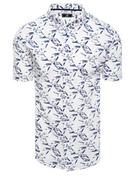 Koszule męskie - Koszula męska z krótkim rękawem biała Dstreet KX1029 - miniaturka - grafika 1