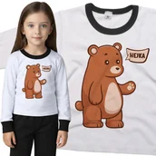 Piżamy dla dziewczynek - Piżama dziecięca Hejka Witający Się Miś Niedźwiedź Dzień Misia 110/116 - VoloDonum - miniaturka - grafika 1