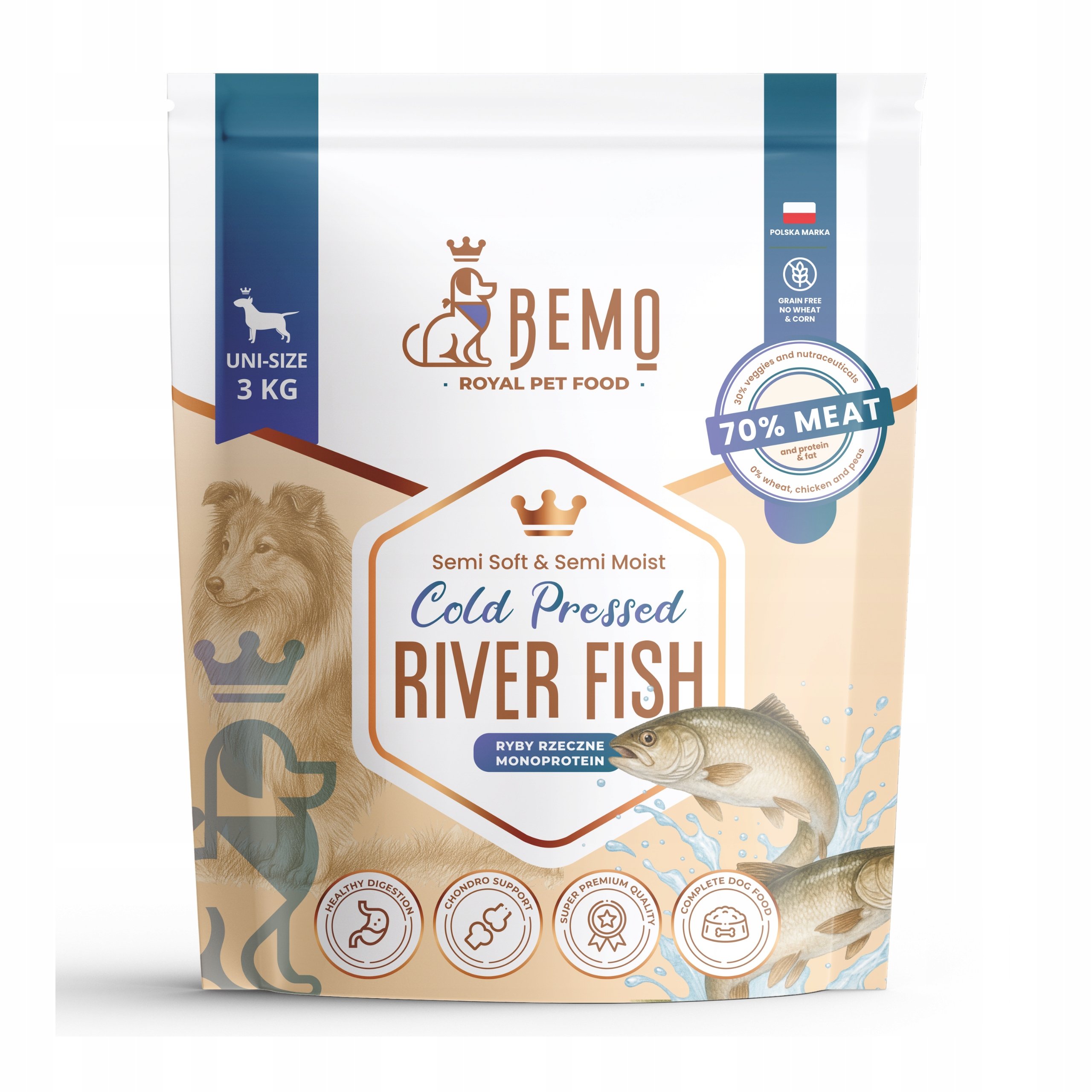 Karma półwilgotna dla psa Bemo Cold Pressed River Fish 3 kg z rybą rzeczną