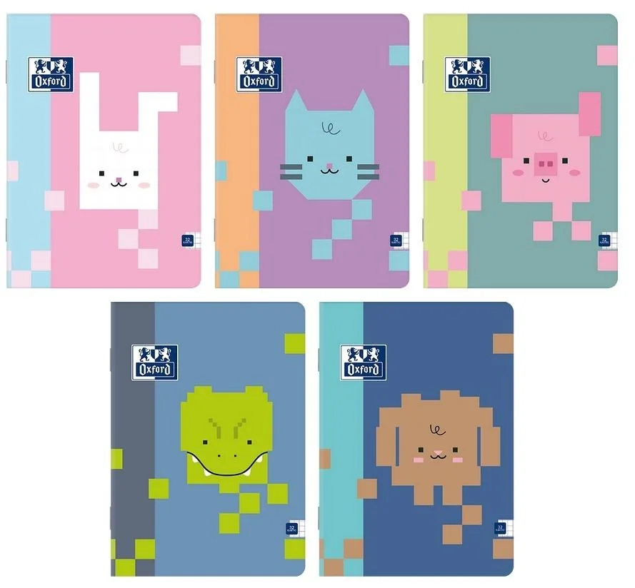 Zeszyt A4 w kratkę 32 kartki Oxford Zoo Blocks 10 sztuk