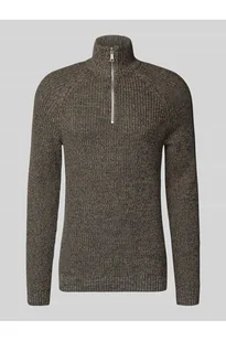Sweter z dzianiny o kroju slim fit z zamkiem błyskawicznym model Darik - Blend - Swetry męskie - miniaturka - grafika 1