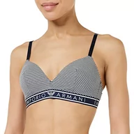 Biustonosze - Emporio Armani Damski wyściełany trójkątny biustonosz, Paski jogurtu morskiego, S - miniaturka - grafika 1