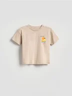 Bluzki dla niemowląt - Reserved - Bawełniany t-shirt - kremowy - miniaturka - grafika 1