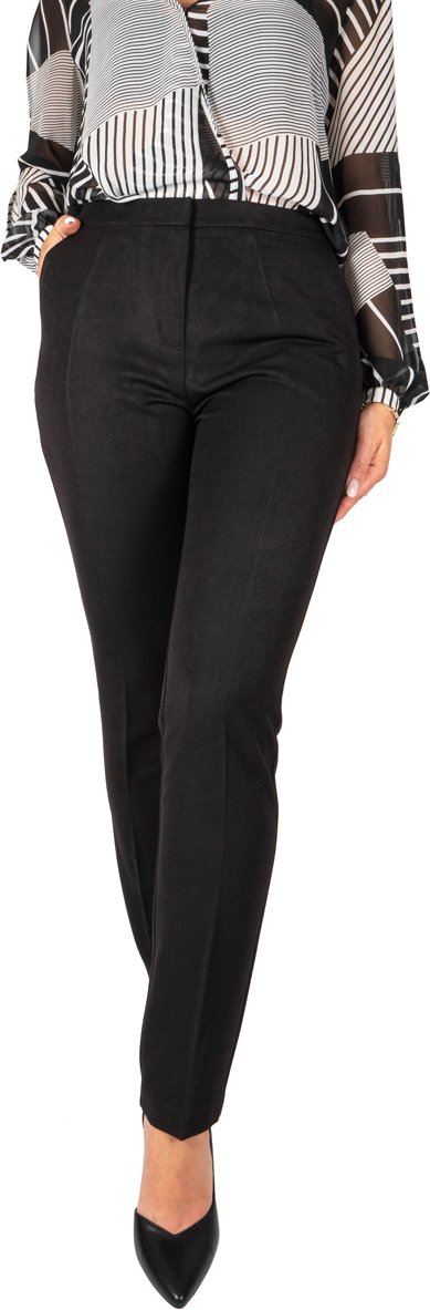 FIRI Eleganckie wizytowe spodnie damskie z wysokim stanem, czarne, W42-L29 XL
