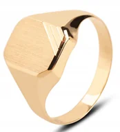 Pierścionki - KLASYCZNY ZŁOTY MĘSKI SYGNET Z DIAMENTOWANIEM + TWÓJ GRAWERUNEK 14KT 585 - miniaturka - grafika 1