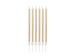 Świeczki urodzinowe jasnozłote metaliczne - 13,5 cm - 6 szt. - Urodziny dziecka - miniaturka - grafika 1