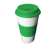 Kubki termiczne - Kubek termiczny stalowy TUMBLER Coffee 460 ml TERMIO (biały/zielony) - miniaturka - grafika 1