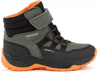 Buty dla dziewczynek - Geox Botki zimowe "Sentiero" w kolorze pomarańczowo-oliwkowym - grafika 1