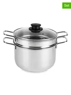 Zestawy garnków i patelni - Trendy Kitchen by EXCÉLSA 3-częściowy zestaw "Cottura Eco" w kolorze srebrno-czarnym - miniaturka - grafika 1