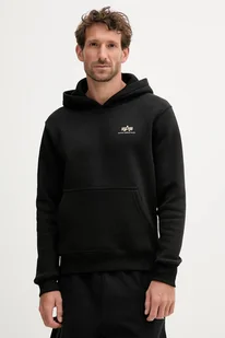 Alpha Industries bluza męska kolor czarny z kapturem gładka 148347.533 - Bluzy męskie - miniaturka - grafika 1