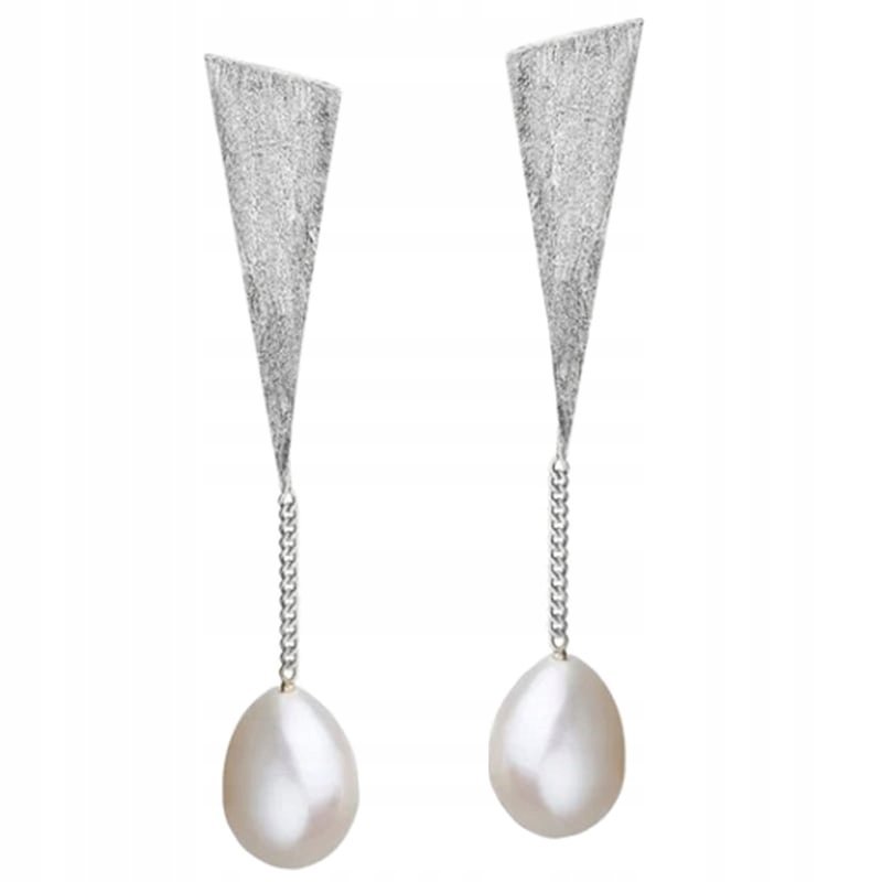 Kolczyki Srebrne Wiszące Kolczyki Naturalna Perła Srebro925 Kolczyki Trusky