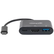 Adaptery i przejściówki - Techly Multiport Adapter USB-C 3.1 na HDMI/USB-A/USB-C (152037) - miniaturka - grafika 1