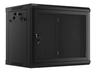 Szafy rack - Szafa instalacyjna lanberg rack wisząca 19" 9u 600x450 drzwi perforowane czarna (flat pack) WF01-6409-23B - miniaturka - grafika 1