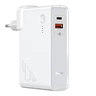 Ładowarki do telefonów - Baseus GaN power bank 10000 mAh ładowarka sieciowa PPS 45 W USB / USB Typ C Quick Charge 3.0 Power Delivery (azotek galu) + kabel USB Typ C 1 m biały (PPNLD-C02) - miniaturka - grafika 1