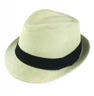 Czapki męskie - Kapelusz letni trilby kremowy czarną taśmą / otokiem EM - EM Men's Accessories - miniaturka - grafika 1