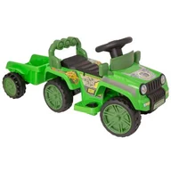 Pojazdy elektryczne dla dzieci - Traktor dla dziecka EVO Jurassic z Przyczepką Zielony - miniaturka - grafika 1