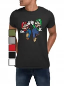 Koszulki męskie - KKOSZULKA T-SHIRT MĘSKA Z NADRUKIEM SUPER MARIO LUIGI SMOK DLA FANA - S - miniaturka - grafika 1