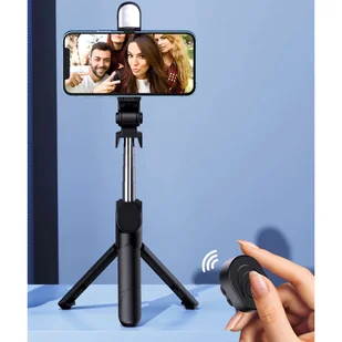 Uchwyt Alogy Bezprzewodowy Selfie Stick Bluetooth składany Tripod Mini statyw do telefonuZ lampką LED - Selfie stick - miniaturka - grafika 11