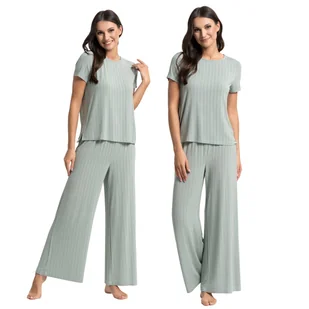 PIŻAMA DAMSKA DWUCZĘŚCIOWA SZEROKIE SPODNIE DZWONY KRÓTKI RĘKAW MORAJ XL - Piżamy damskie PIŻAMA DAMSKA DWUCZĘŚCIOWA SZEROKIE SPODNIE DZWONY KRÓTKI RĘKAW MORAJ XL - Piżamy damskie - miniaturka - grafika 1