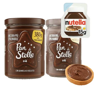 Krem orzechowy z ciasteczkami 380g x 2 - Pan di Stelle - Słodkie kremy i masła - miniaturka - grafika 1