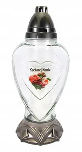 Szklany Znicz Serce Kochanej Mamie Lampion Z Dedykacją Dla Mamy - Lampiony i znicze - miniaturka - grafika 1