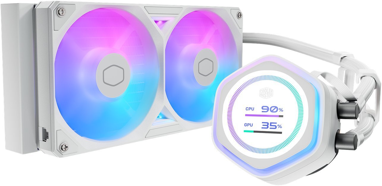 Chłodzenie wodne Cooler Master wodny chladič MasterLiquid Atmos II LCD 240, 2x120mm, LGA1851, AM5, biały MLX-D24M-A25SZ-LW