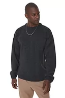 Bluzy męskie - Trendyol Męska bluza z okrągłym dekoltem, gładka oversize, Szary, XXL - miniaturka - grafika 1