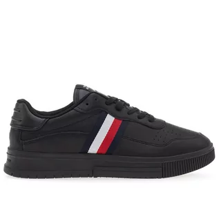 Buty sportowe męskie - Buty Tommy Hilfiger Supercup Stripes Leather FM0FM04824-0GQ - czarne - grafika 1