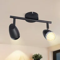 Lampy sufitowe - NETTLIFE Reflektorowa sufitowy LED 2 żarówki nowoczesny 4W czarny 3000K regulowany 350° - miniaturka - grafika 1