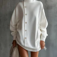 Swetry damskie - TEMU Sweter damski jednokolorowy, wysoki , luźny krój, modna i elegancka bluzka na jesień i zimę, wygodne ubranie codzienne i świąteczne - miniaturka - grafika 1