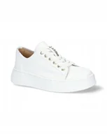 Półbuty damskie - Białe półbuty sneakersy Karino 5400/010 skóra modne platforma modne r.39 - miniaturka - grafika 1