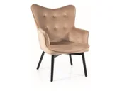 Fotele - Fotel welurowy do salonu CARMEN VELVET beżowy/czarny mat SIGNAL - miniaturka - grafika 1
