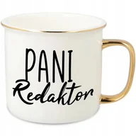 Kubki - KUBEK UCHO RANT ZŁOTY PORCELANOWY RETRO 280ML PREZENT DLA PANI REDAKTOR WZ - miniaturka - grafika 1
