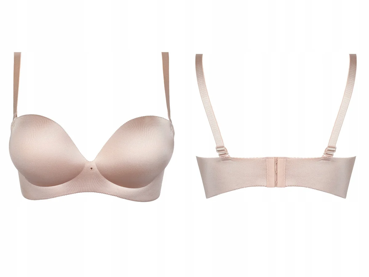 Bardotka bez fiszbin duży push up gładka beżowa Naomi 01 Poupee Marilyn 75A