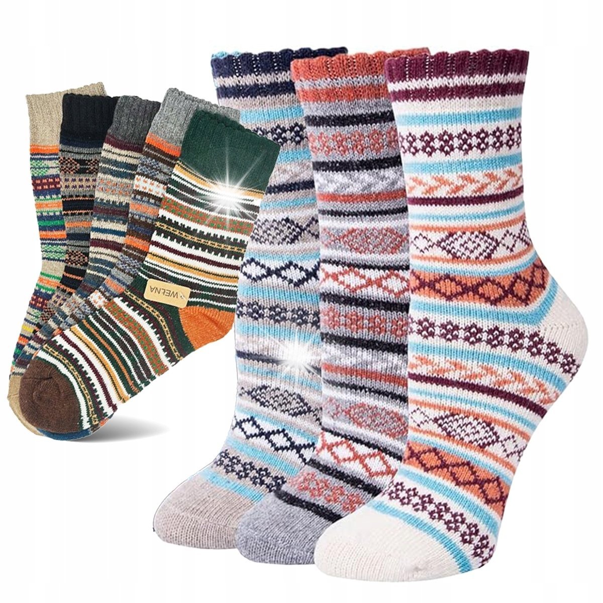 4x Ciepłe wełniane skarpetki Damskie świąteczne SKARPETY ZIMA ANGORA 39 42