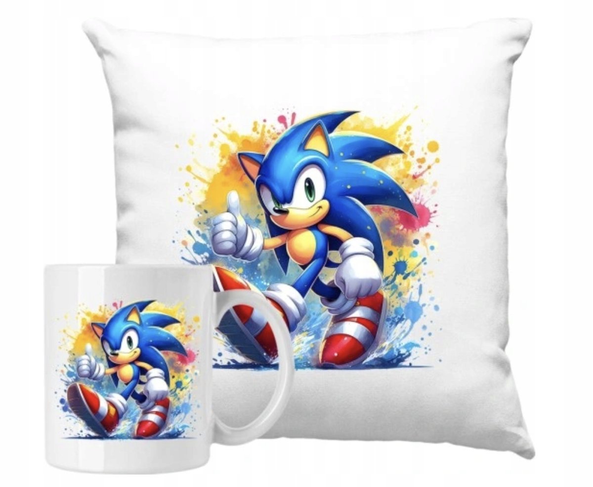 ZESTAW PODUSZKA + KUBEK PREZENT SONIC JEŻYK BAJKA #5