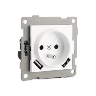 LUMENIX Gniazdko elektryczne do ramki Bianka 230V 16A pojedyncze 2x USB z uziemieniem  Białe GN-BIANKA-63 - Gniazdka elektryczne - miniaturka - grafika 1