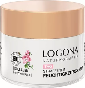 LOGONA naturalny kosmetyk, ujędrniający krem nawilżający, nawilżający krem do twarzy zapewniający naturalny blask, z wegańskim ekstraktem z róży organicznej i kolagenem, o działaniu przeciw starzeniu - Kremy do twarzy - miniaturka - grafika 1
