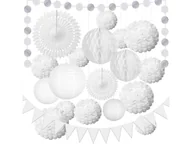 Dekoracje sali - Zestaw dekoracji biały - 18 szt. - miniaturka - grafika 1