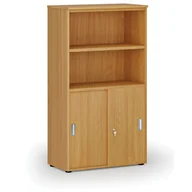 Szafy biurowe - Szafa biurowa kombinowana PRIMO WOOD, drzwi przesuwne na 2 poziomach, 1434 x 800 x 420 mm, buk - miniaturka - grafika 1