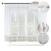 Firany - FIRANA GOTOWA 180X300 Z GIPIURĄ 20CM DEKORACYJNA KORONKA BIAŁA SALON POKÓJ - miniaturka - grafika 1