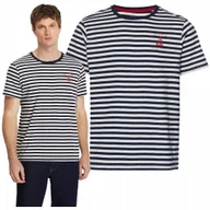 Koszulki męskie - Koszulka męska T-SHIRT CROSS JEANS z krótkim rękawem bawełniana w paski L - miniaturka - grafika 1