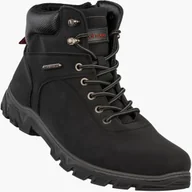 Botki męskie - Trzewiki Męskie Ekoskóra Zimowe Buty Ocieplane Na Zamek Trapery Czarne Czarny 46 - miniaturka - grafika 1