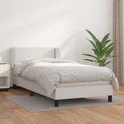 Łóżka - Łóżko kontynentalne z materacem, białe, ekoskóra 90x190 cm Lumarko! - miniaturka - grafika 1